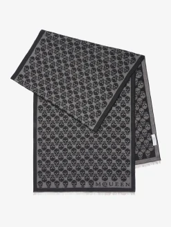 Men's Skull Jacquard Scarf in Grey/Black