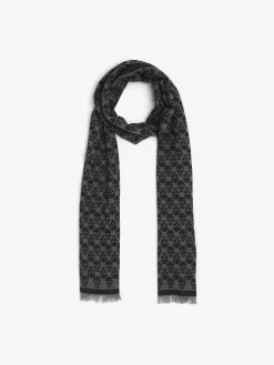 Men's Skull Monogram Scarf in Black/Grey
