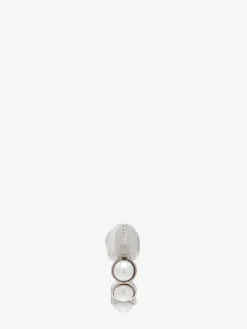 Men's Skull & Pearl Earring in Palladium-finish