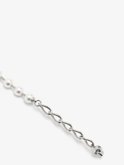 Men's Skull & Pearl Necklace in Palladium-finish