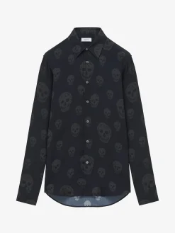 Men's Skull Print Shirt in Black