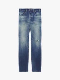 Men's Straight Leg Jeans in Washed Blue