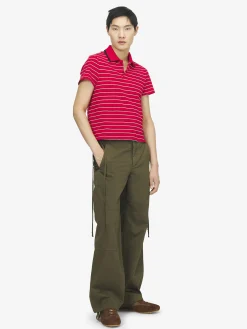Men's Striped Polo Shirt in Red