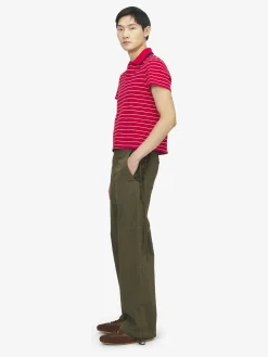 Men's Striped Polo Shirt in Red