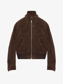 Men's Suede Blouson in Dark Brown