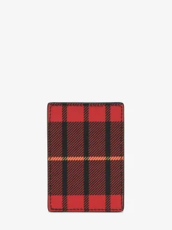 Men's Tartan Magnetic Card Holder in Red/Black/Yellow