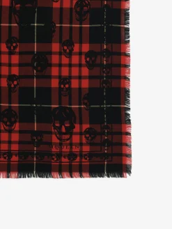 Men's Tartan Skull Scarf in Red/Black