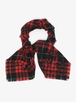 Men's Tartan Skull Scarf in Red/Black