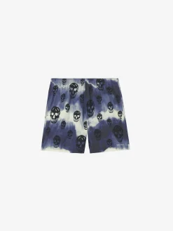 Men's Tie-Dye Skull Swim Shorts in Navy/Black