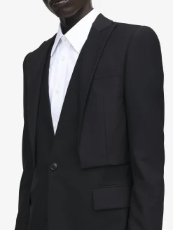 Men's Trompe-l'œil Single-breasted Jacket in Black