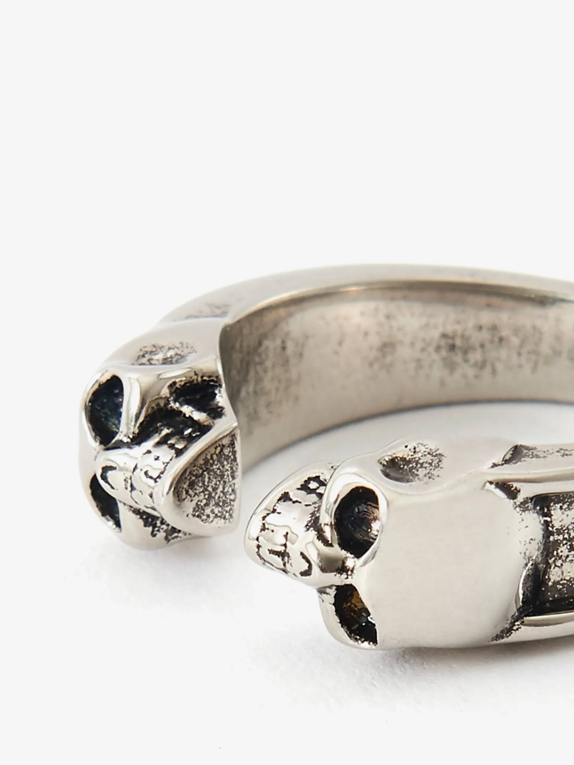 Men's Twin Skull Ring in Antique Silver-finish
