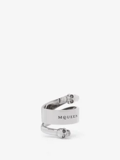 Men's Twin Skull Ring in Antique Silver-finish