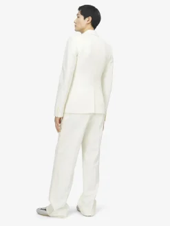 Men's Wide Leg Evening Trousers in Ivory