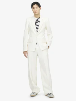 Men's Wide Leg Evening Trousers in Ivory