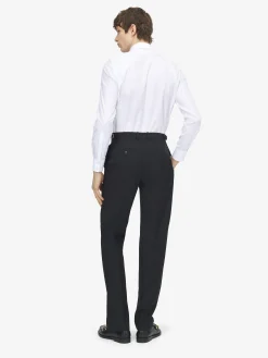 Men's Wool Mohair Tailored Trousers in Black