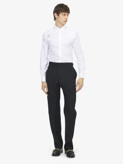Men's Wool Mohair Tailored Trousers in Black