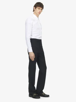 Men's Wool Mohair Tailored Trousers in Black