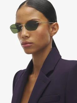 T-Bar Slim Sunglasses in Gold/Green
