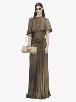 Women's Asymmetric Cape in Brown
