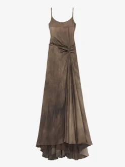 Women's Asymmetric Drape Evening Dress in Brown