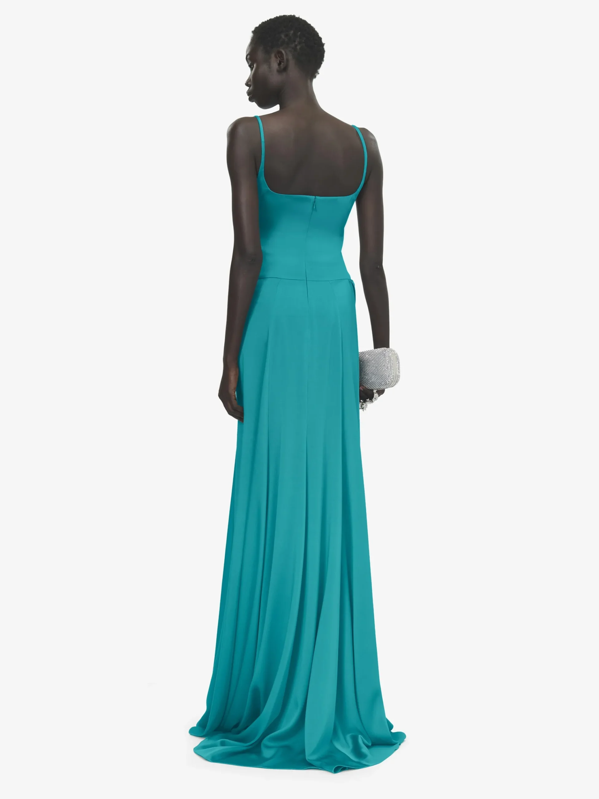 Women's Asymmetric Drape Evening Dress in Blue