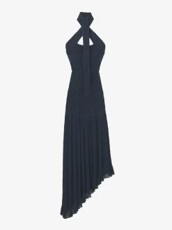 Women's Asymmetric Ruched Dress in Navy