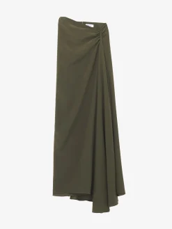 Women's Asymmetric Waist Maxi Skirt in Green