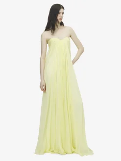 Women's Bustier Evening Dress in Yellow