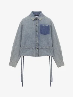 Women's Chambray Shirt Jacket in Washed Blue