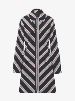 Women's Chevron Stripe Coat in Black/Red