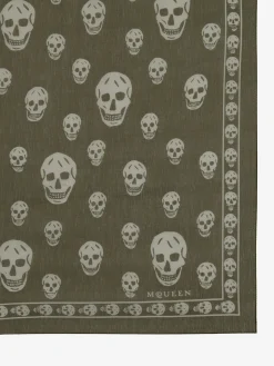 Women's Classic Skull Scarf in Olive Green
