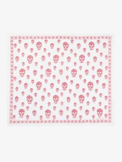 Women's Classic Skull Scarf in Ivory/Blush