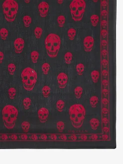Women's Classic Skull Scarf in Black/Red