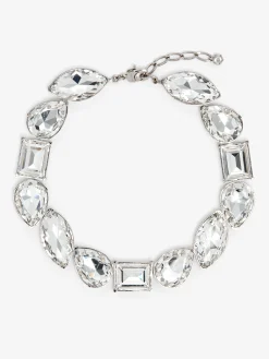 Women's Cocktail Choker in Silver-finish/Clear