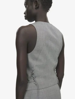 Women's Corset Laced Waistcoat in Black/Ivory