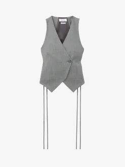 Women's Corset Laced Waistcoat in Black/Ivory