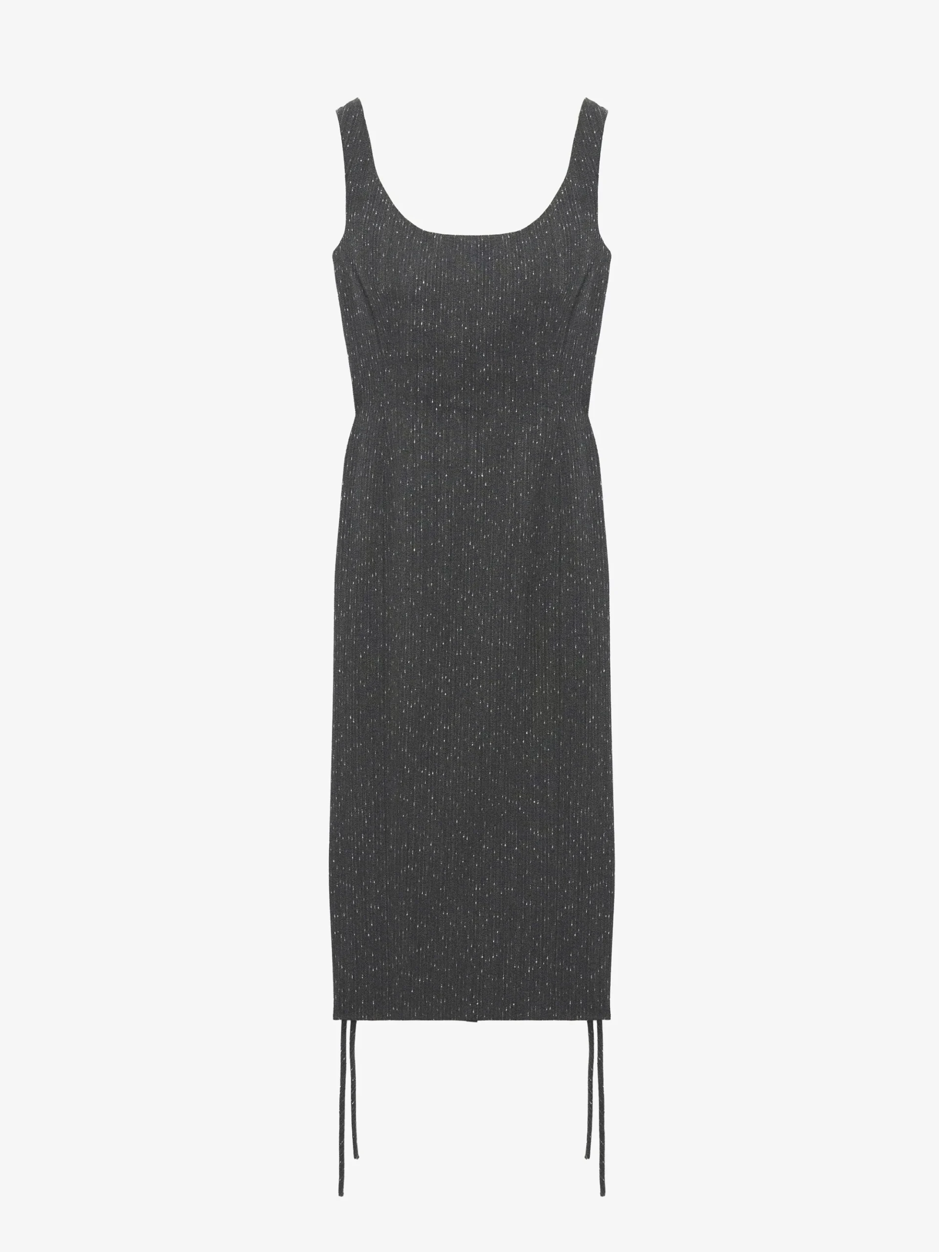 Women's Corset Lace Flecked Pinstripe Pencil Dress in Grey