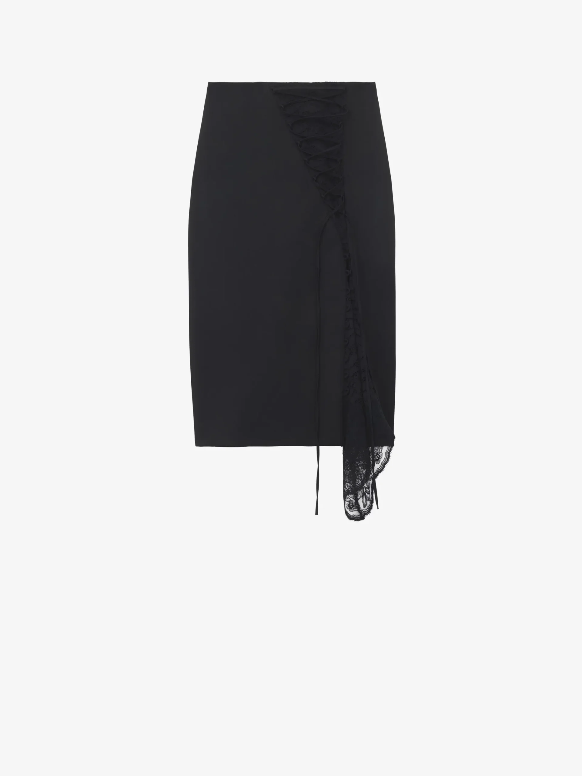 Women's Corset Lacing Panel Pencil Skirt in Black
