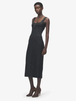 Women's Corset Midi Dress in Black