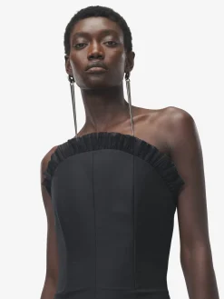 Women's Crepon Trim Evening Dress in Black