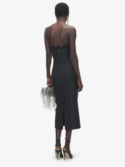 Women's Crepon Trim Evening Dress in Black