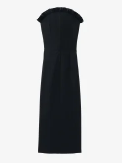 Women's Crepon Trim Evening Dress in Black
