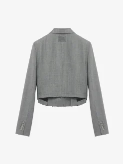 Women's Cropped Double-breasted Jacket in Black/Ivory