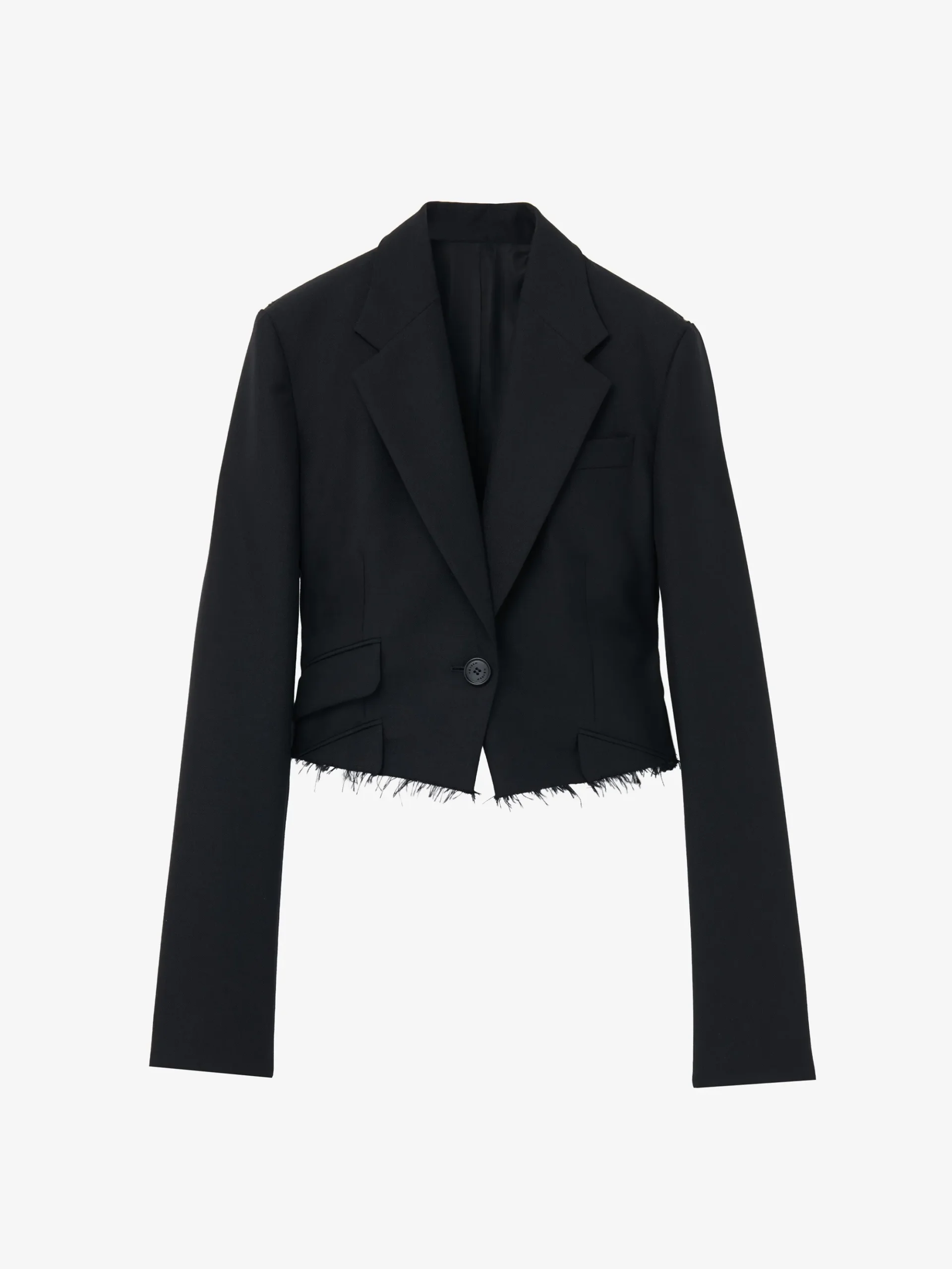 Women's Cropped Single-Breasted Jacket in Black