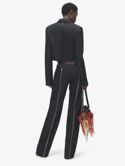 Women's Cropped Single-Breasted Jacket in Black