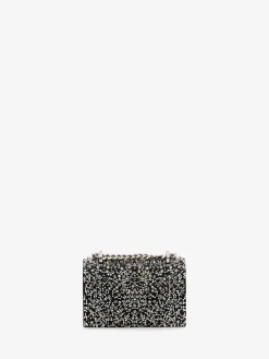 Women's Crystal-embellished Mini Jewelled Satchel in Black