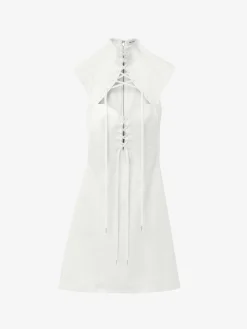 Women's Cut-Out Corset Mini Dress in Ivory