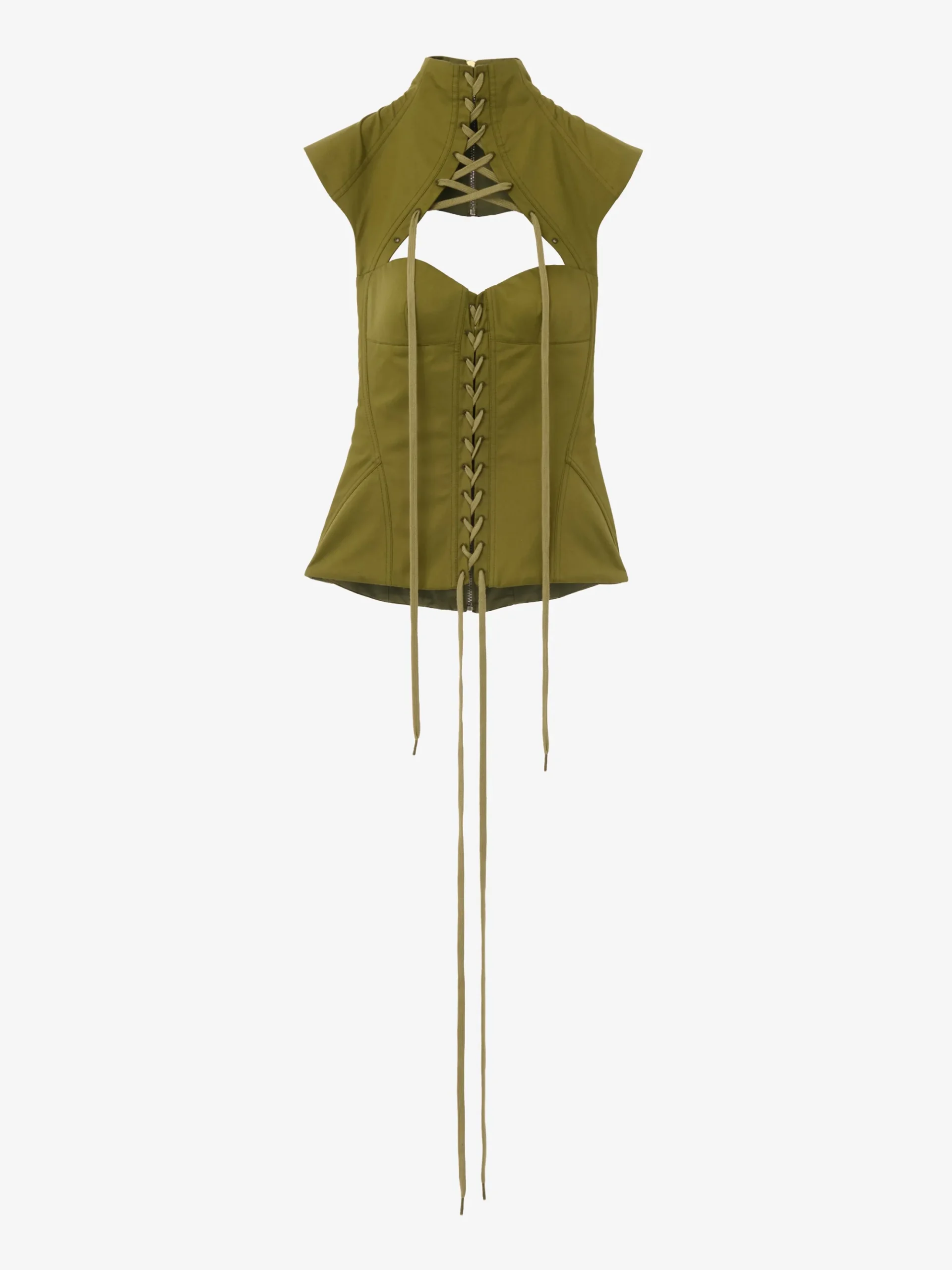 Women's Cut-Out Corset Top in Olive Green
