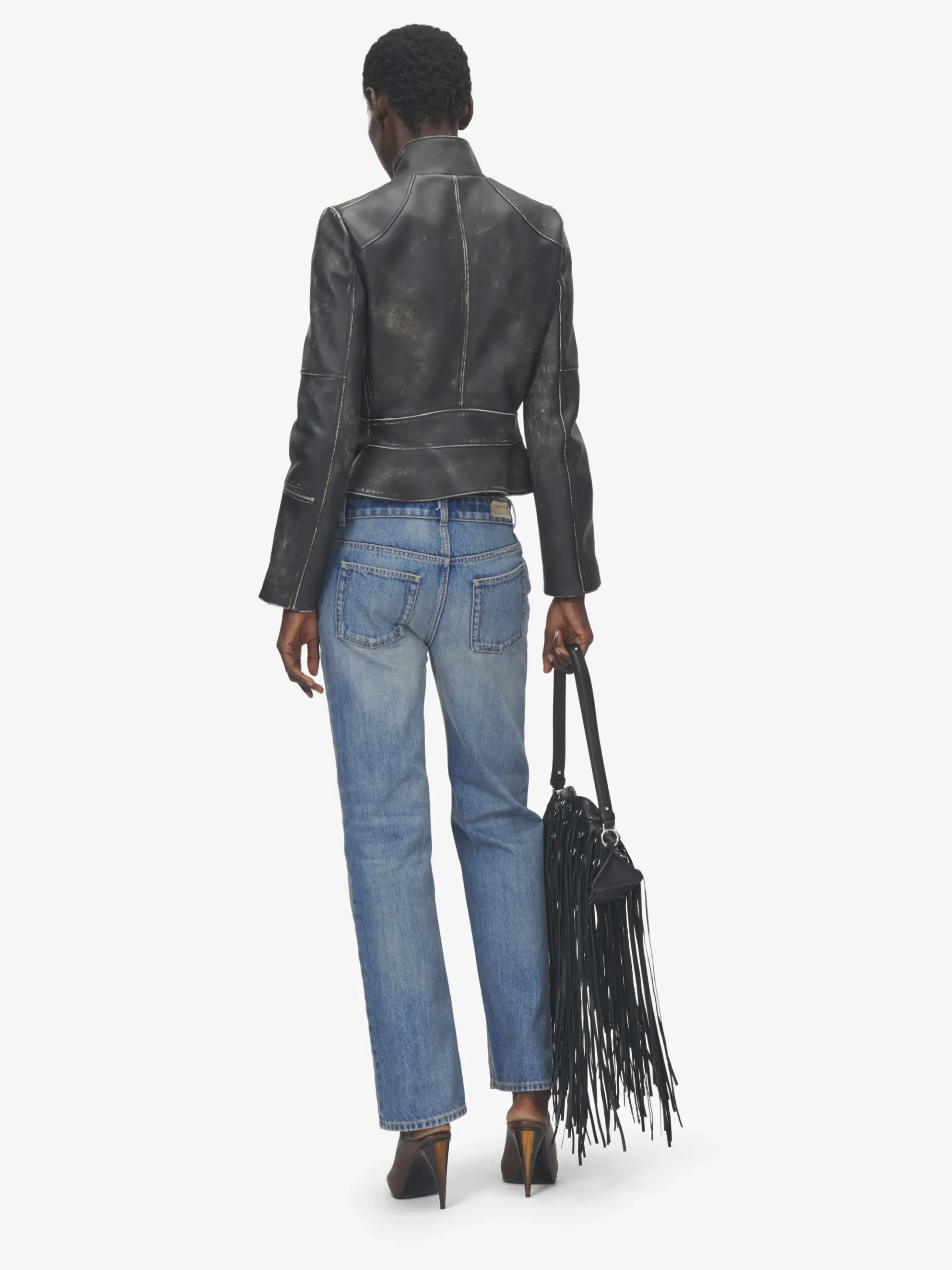 Women's Deconstructed Waist Jeans in Washed Blue