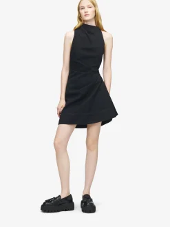 Women's Denim Asymmetric Mini Dress in Black